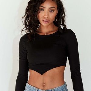 Princess Polly Black Long Sleeve Crop Top